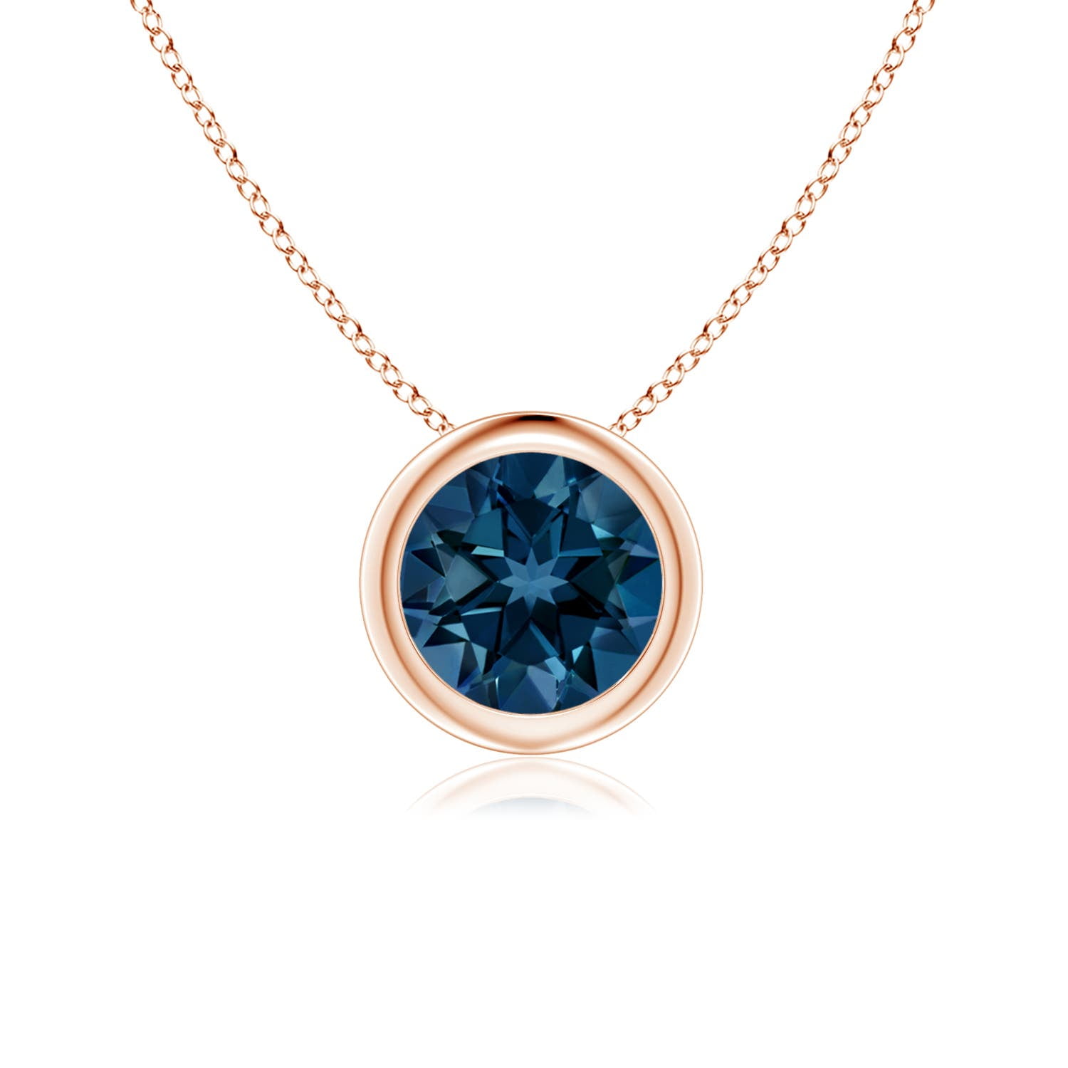 Angara Natural London Blue Topaz Solitaire Pendant Necklace for