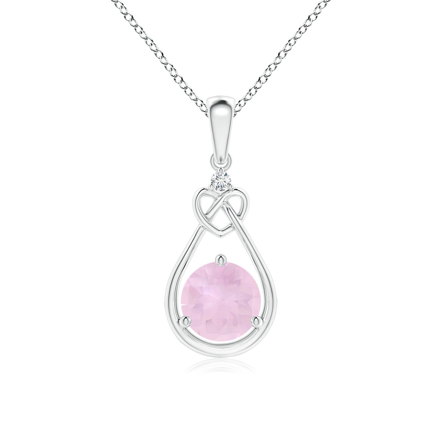 Angara Natural Rose Quartz Solitaire Pendant Necklace for