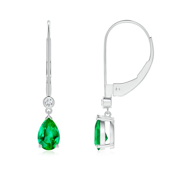 Angara Natural 6x4mm Emerald and Diamond Pear-Shaped Leverback Drop ...