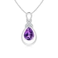 thumbnail image 1 of ANGARA Natural 1 ct Amethyst Infinity Pendant with Diamond 'X' Motif in 14K White Gold for Women (Size-8x6mm) | February Birthstone, Anniversary, Jewelry Gift for Women | Natural Amethyst Necklace, 1 of 8