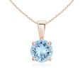 thumbnail image 1 of Angara Natural Aquamarine Pendant Necklace in 14K Rose Gold for Women (Size-6mm) - March Birthstone Jewelry | Round Aquamarine Necklace, 1 of 9