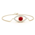 thumbnail image 1 of Angara Natural Bezel-Set 1.4 ct Ruby and Diamond Evil Eye Bracelet for Women in 14K Yellow Gold – July Birthstone Jewelry | Round Ruby Bracelet, 1 of 8