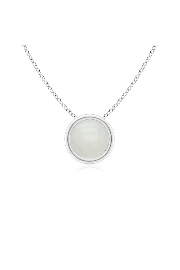 Natural Bezel-Set Round Moonstone Solitaire Pendant for Women in 925 Sterling Silver (Size-5mm) | June Birthstone Jewelry, Anniversary, Jewelry Gift for Women