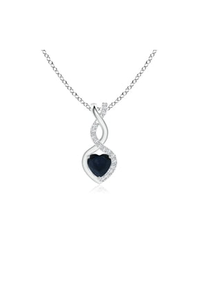 Natural Blue Sapphire Necklace - Heart Shaped Blue Sapphire Infinity Pendant in Sterling Silver for Women (Main Stone Size-4mm)