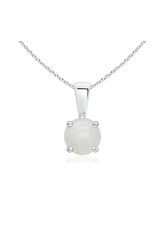 Natural Classic Round Moonstone Solitaire Pendant for Women in 925 Sterling Silver (Size-5mm) | June Birthstone Jewelry, Anniversary, Jewelry Gift for Women