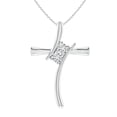 thumbnail image 1 of Angara Natural Diamond Cross Pendant Necklace in 925 Sterling Silver for Women – April Birthstone Jewelry | Two Stone Diamond Cross Necklace, 1 of 7