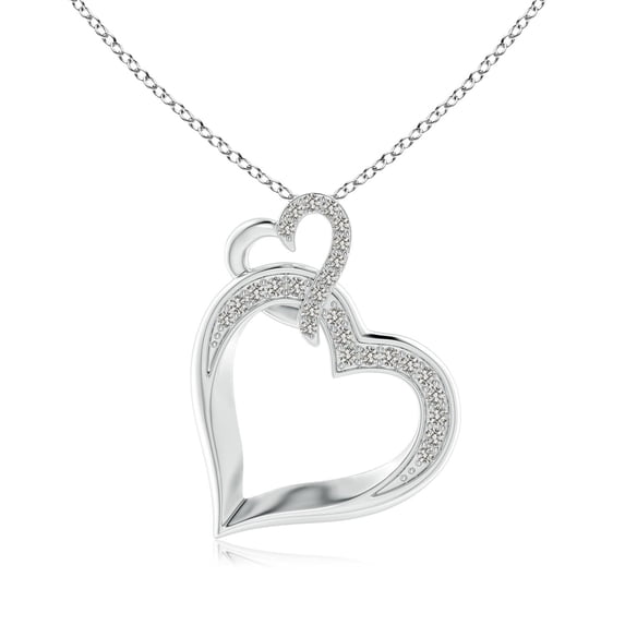 Angara Natural Diamond Heart Pendant Necklace for Women in 14K White Gold – April Birthstone Jewelry | Heart Shaped Diamond Pendant Necklace