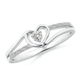 thumbnail image 1 of Angara Natural Diamond Heart Promise Ring in 925 Sterling Silver for Women (Size-2.5mm | Color-I-J | Clarity-I1-I2) | April Birthstone Jewelry for Women | Heart Shape Promise Ring (Ring Size = 7.5), 1 of 10