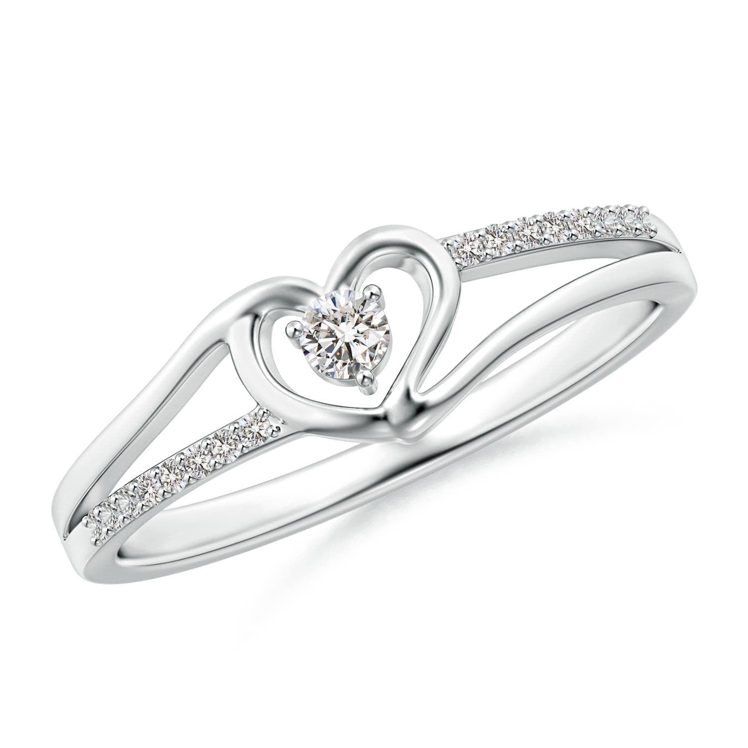 Angara Natural Diamond Heart Promise Ring in 14K White Gold for Women ...