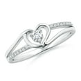 thumbnail image 1 of Angara Natural Diamond Promise Ring for Women in 14K White Gold - Jewelry for April Born | 3.1mm Diamond Heart Shaped Ring (Ring Size = 5.5), 1 of 10