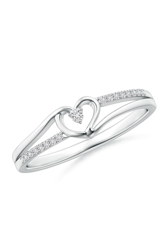Natural Diamond Heart Promise Ring in 925 Sterling Silver for Women (Size-1.5mm | Color-H | Clarity-SI2) | April Birthstone, Jewelry Gift for Women | Heart Shape Promise Ring (Ring Size = 12)