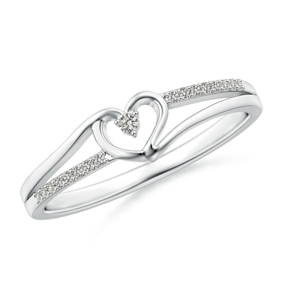 Angara Natural Diamond Heart Promise Ring in 925 Sterling Silver for Women (Size-1.5mm | Color-K | Clarity-I3) | April Birthstone, Jewelry Gift for Women | Diamond Promise Ring (Ring Size = 4.5)