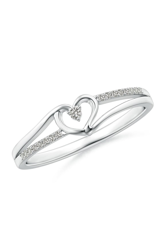 Natural Diamond Heart Promise Ring in 925 Sterling Silver for Women (Size-1.5mm | Color-K | Clarity-I3) | April Birthstone, Jewelry Gift for Women | Diamond Promise Ring (Ring Size = 4.5)