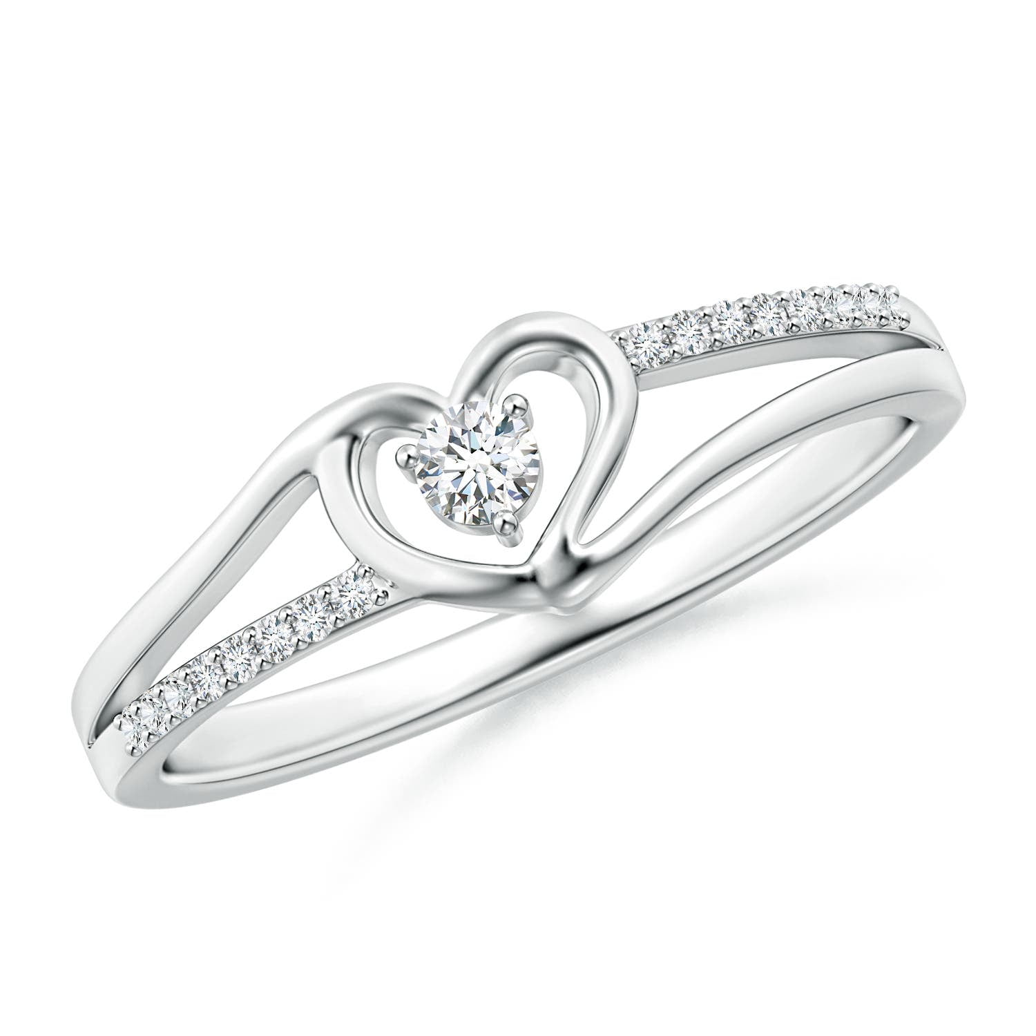 Angara Natural Diamond Heart Promise Ring in 925 Sterling Silver for Women (Size-2.5mm | Color-G | Clarity-VS2) | April Birthstone, Jewelry Gift for Women | Heart Shape Promise Ring (Ring Size = 8)