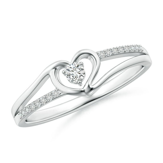 Angara Natural Diamond Heart Promise Ring in 925 Sterling Silver for Women (Size-2.5mm | Color-H | Clarity-SI2) | April Birthstone, Jewelry Gift for Women | Diamond Promise Ring (Ring Size = 7.5)