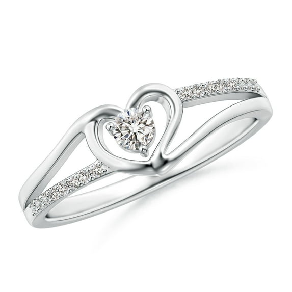 Angara Natural Diamond Heart Promise Ring in 925 Sterling Silver for Women (Size-3.1mm | Color-I-J | Clarity-I1-I2) | April Birthstone Jewelry for Women | Heart Shape Promise Ring (Ring Size = 6)