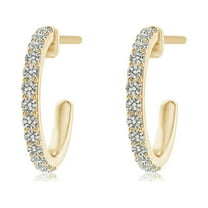 Angara Natural Diamond Hoop Earrings for Women in 14K Yellow Gold (Size-1.3mm) – April Birthstone Jewelry | Prong-Set Round Diamond Hoop Earrings