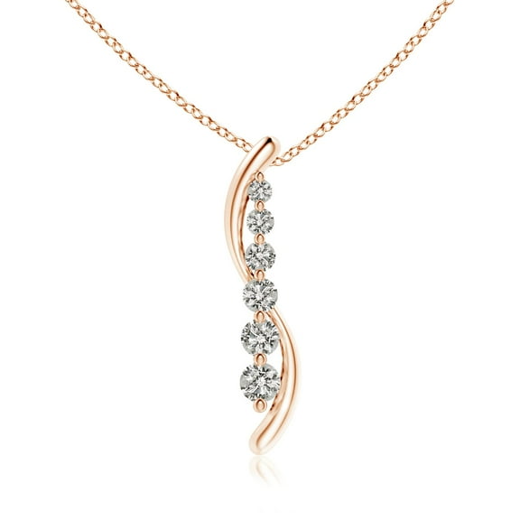 Angara Natural Diamond Pendant Necklace in 14K Rose Gold for Women (Size-3.8mm) - April Birthstone Jewelry | Six Stone Journey Diamond Necklace