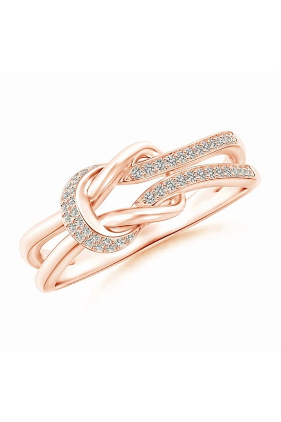 Natural Diamond Split Infinity Knot Ring in 14K Rose Gold for Women – April Birthstone Jewelry | Pave-Set Diamond Ring (Ring Size - 9)