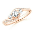 thumbnail image 1 of Angara Natural Diamond Three Stone Engagement Ring in 14K Rose Gold for Women - April Birthstone Jewelry | Round Diamond Ring (Ring Size - 8), 1 of 9