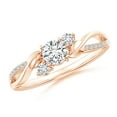 thumbnail image 1 of Angara Natural Diamond Three Stone Engagement Ring in 14K Rose Gold for Women (Size-4.4mm) | April Birthstone Jewelry (Ring Size - 10), 1 of 12