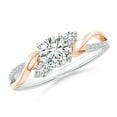 thumbnail image 1 of Angara Natural Diamond Three Stone Engagement Ring in 14K White & Rose Gold for Women (Size-5.3mm) | April Birthstone Jewelry (Ring Size - 9.5), 1 of 12
