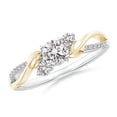 thumbnail image 1 of Angara Natural Diamond Three Stone Engagement Ring in 14K White & Yellow Gold for Women (Size-4.4mm) | April Birthstone Jewelry (Ring Size - 10), 1 of 12