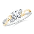 thumbnail image 1 of Angara Natural Diamond Three Stone Engagement Ring in 14K White & Yellow Gold for Women (Size-5.3mm) | April Birthstone Jewelry (Ring Size - 6), 1 of 12