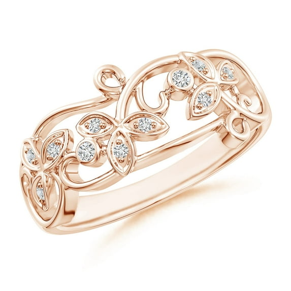 Angara Natural Diamond Vintage Style Ring in 14K Rose Gold for Women – April Birthstone Jewelry | Vintage inspired Diamond Ring (Ring Size - 9)