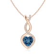 thumbnail image 1 of Angara Natural London Blue Topaz Infinity Heart Pendant Necklace for Women in 14K Rose Gold (Size-6mm) | November Birthstone Jewelry, 1 of 10