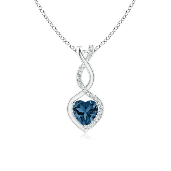 Angara Natural London Blue Topaz Infinity Heart Pendant Necklace for Women in 14K White Gold (Size-5mm) | November Birthstone Jewelry