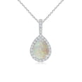 thumbnail image 1 of Angara Natural Opal Necklace - Opal Teardrop Pendant Necklace in 14K White Gold for Women (Size-8x6mm) - October Birthstone Jewelry | 14K White Gold Necklace, 1 of 9