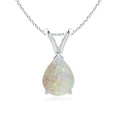 thumbnail image 1 of Angara Natural Opal Necklace - Pear Shaped Opal Pendant Necklace for Women (Size-9x7mm) - October Birthstone Jewelry | 950 Platinum Necklace, 1 of 11