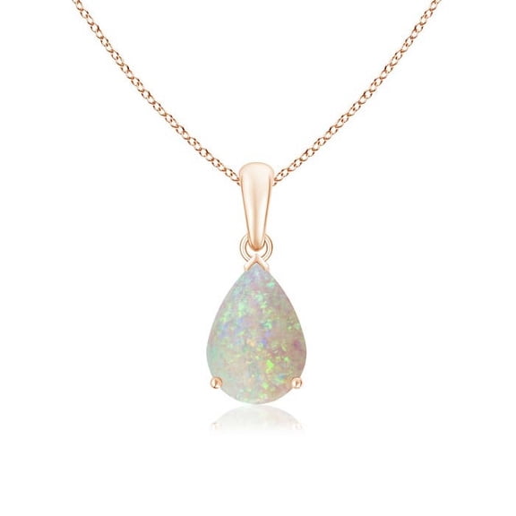 Angara Natural Opal Necklace - Prong-Set Pear 1.15 ct Opal Solitaire Pendant Necklace in 14K Rose Gold for Women (Size-10x7mm) - October Birthstone Jewelry | 14K Rose Gold Necklace