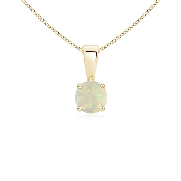 Angara Natural Opal Necklace - Prong Set Round Opal Pendant Necklace in 14K Yellow Gold for Women (Size-4mm) - October Birthstone Jewelry | 14K Yellow Gold Necklace