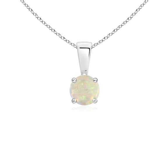 Angara Natural Opal Necklace - Prong Set Round Opal Pendant Necklace in 925 Sterling Silver for Women (Size-4mm) - October Birthstone Jewelry | 925 Sterling Silver Necklace
