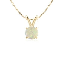 Angara Natural Opal Necklace - Round Opal Pendant Necklace in 14K Yellow Gold for Women (Size-5mm) - October Birthstone Jewelry | 14K Yellow Gold Necklace