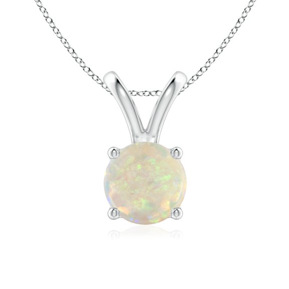 Angara Natural Opal Necklace - Round Opal Pendant Necklace in 925 Sterling Silver for Women (Size-7mm) - October Birthstone Jewelry | 925 Sterling Silver Necklace