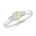thumbnail image 1 of Angara Natural Opal Ring - Classic Round Opal and Diamond Three Stone Engagement Ring for Women (Size-5mm) | October Birthstone Jewelry | 14K White Gold Opal Ring (Ring Size = 5.5), 1 of 11