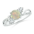 thumbnail image 1 of Angara Natural Opal Ring - Opal and Diamond Twisted Vine Ring in Platinum for Women (Size-6mm) | October Birthstone Jewelry (Ring Size = 11), 1 of 12