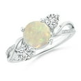 thumbnail image 1 of Angara Natural Opal Ring - Opal and Diamond Twisted Vine Ring in Platinum for Women (Size-7mm) | October Birthstone Jewelry (Ring Size = 13), 1 of 12
