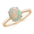 thumbnail image 1 of Angara Natural Opal Ring - Oval Solitaire 1.1 ct Opal Cocktail Ring for Women | October Birthstone Jewelry | 14K Rose Gold Opal Ring (Ring Size = 11.5), 1 of 12