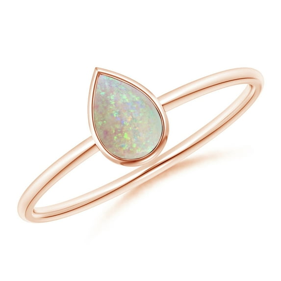 Angara Natural Opal Ring - Pear-Shaped Opal Solitaire Ring for Women | October Birthstone Jewelry | 14K Rose Gold Opal Ring (Ring Size = 5.5)