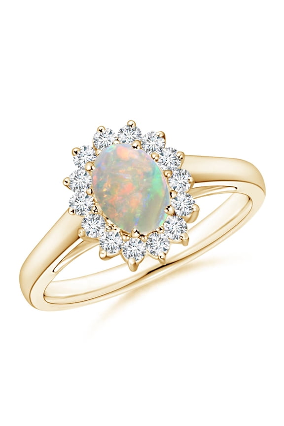 Natural Opal Ring - Princess Diana Inspired Opal Ring for Women | October Birthstone Jewelry | 14K Yellow Gold Opal Ring (Ring Size = 3)