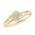 thumbnail image 1 of Angara Natural Opal Ring - Prong-Set Opal and Diamond Split Shank Ring for Women | October Birthstone Jewelry | 14K Yellow Gold Opal Ring (Ring Size = 3), 1 of 12