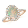 thumbnail image 1 of Angara Natural Opal Ring - Prong-Set Oval 1.1 ct Opal Halo Ring with Diamonds for Women | October Birthstone Jewelry | 14K Rose Gold Opal Ring (Ring Size = 12.5), 1 of 9