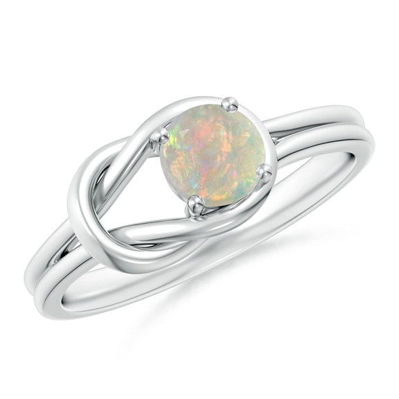 Angara Natural Opal Ring - Solitaire Opal Infinity Knot Ring in 925 Sterling Silver for Women (Size-5mm) | October Birthstone Jewelry (Ring Size = 3.5)