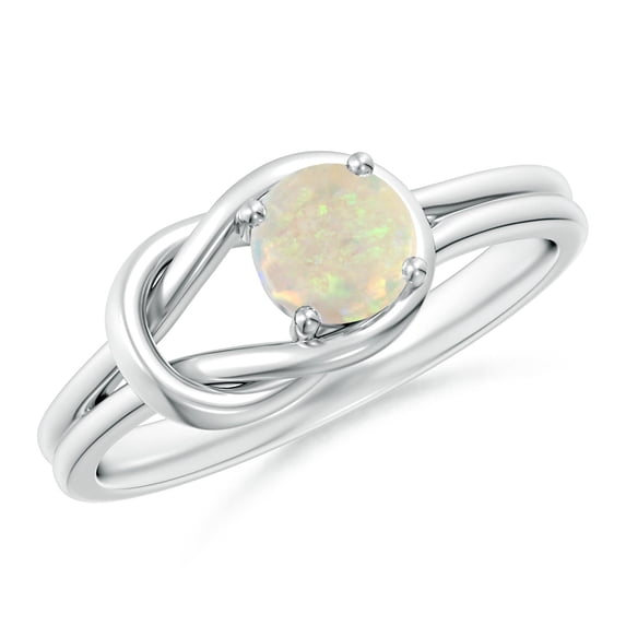 Angara Natural Opal Ring - Solitaire Opal Infinity Knot Ring in 925 Sterling Silver for Women (Size-5mm) | October Birthstone Jewelry (Ring Size = 5.5)