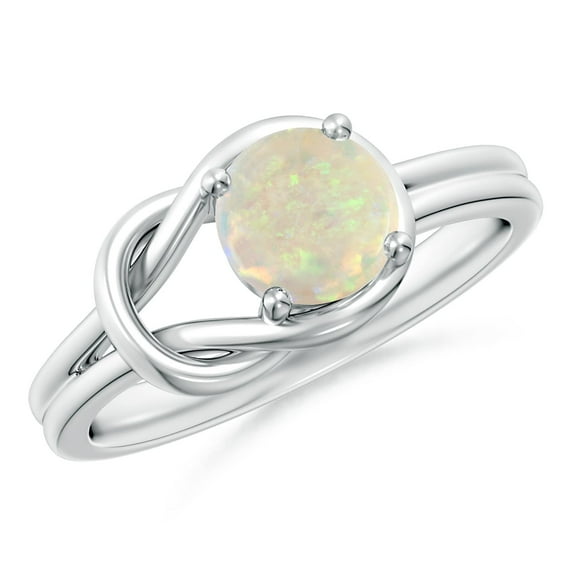 Angara Natural Opal Ring - Solitaire Opal Infinity Knot Ring in 925 Sterling Silver for Women (Size-6mm) | October Birthstone Jewelry (Ring Size = 3)