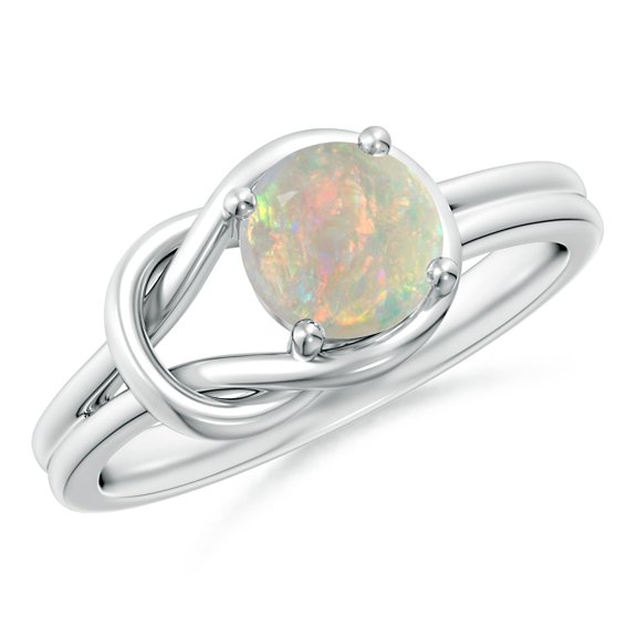 Angara Natural Opal Ring - Solitaire Opal Infinity Knot Ring in 925 Sterling Silver for Women (Size-6mm) | October Birthstone Jewelry (Ring Size = 7)